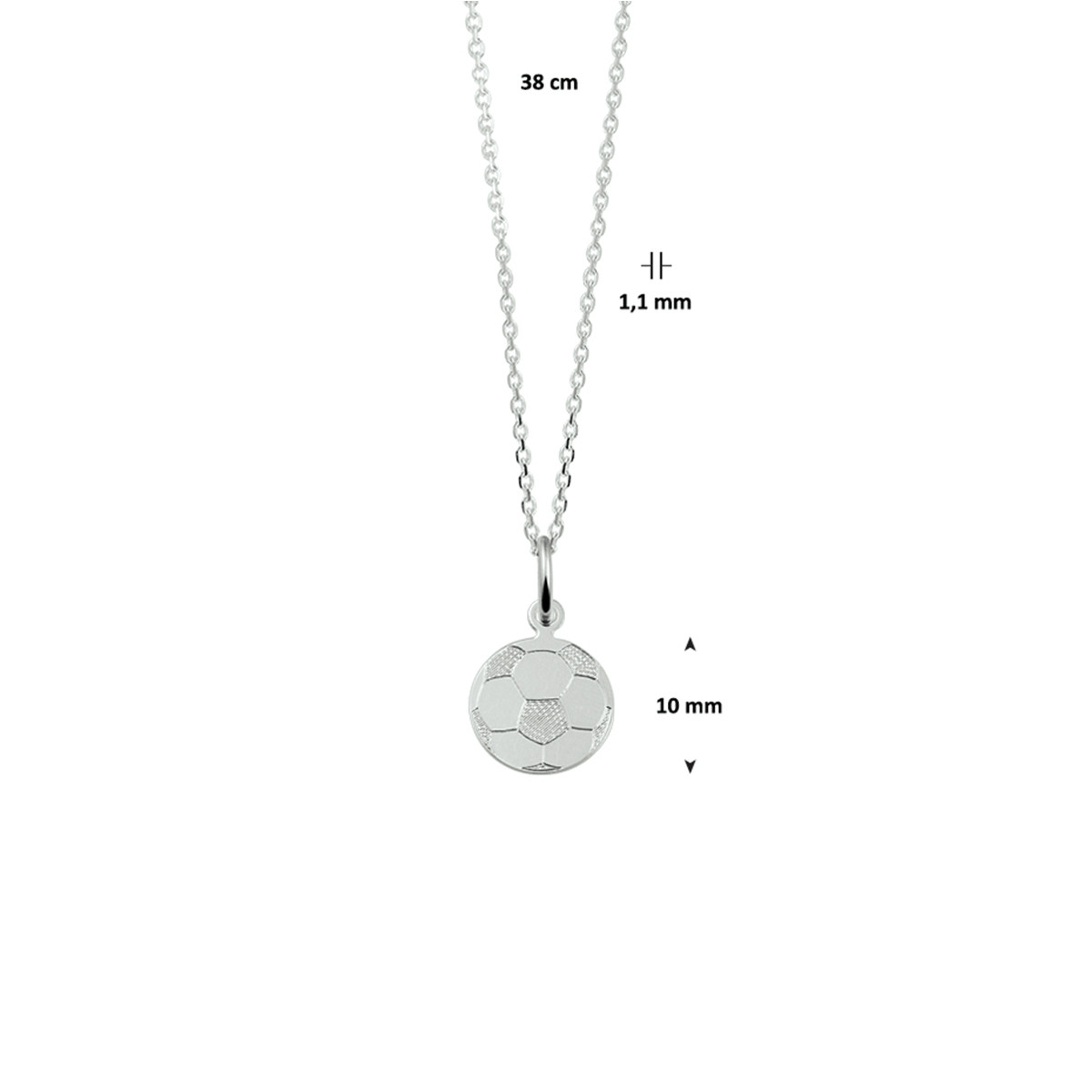 Zilveren kinderketting met voetbal hanger - Lengte 38 cm