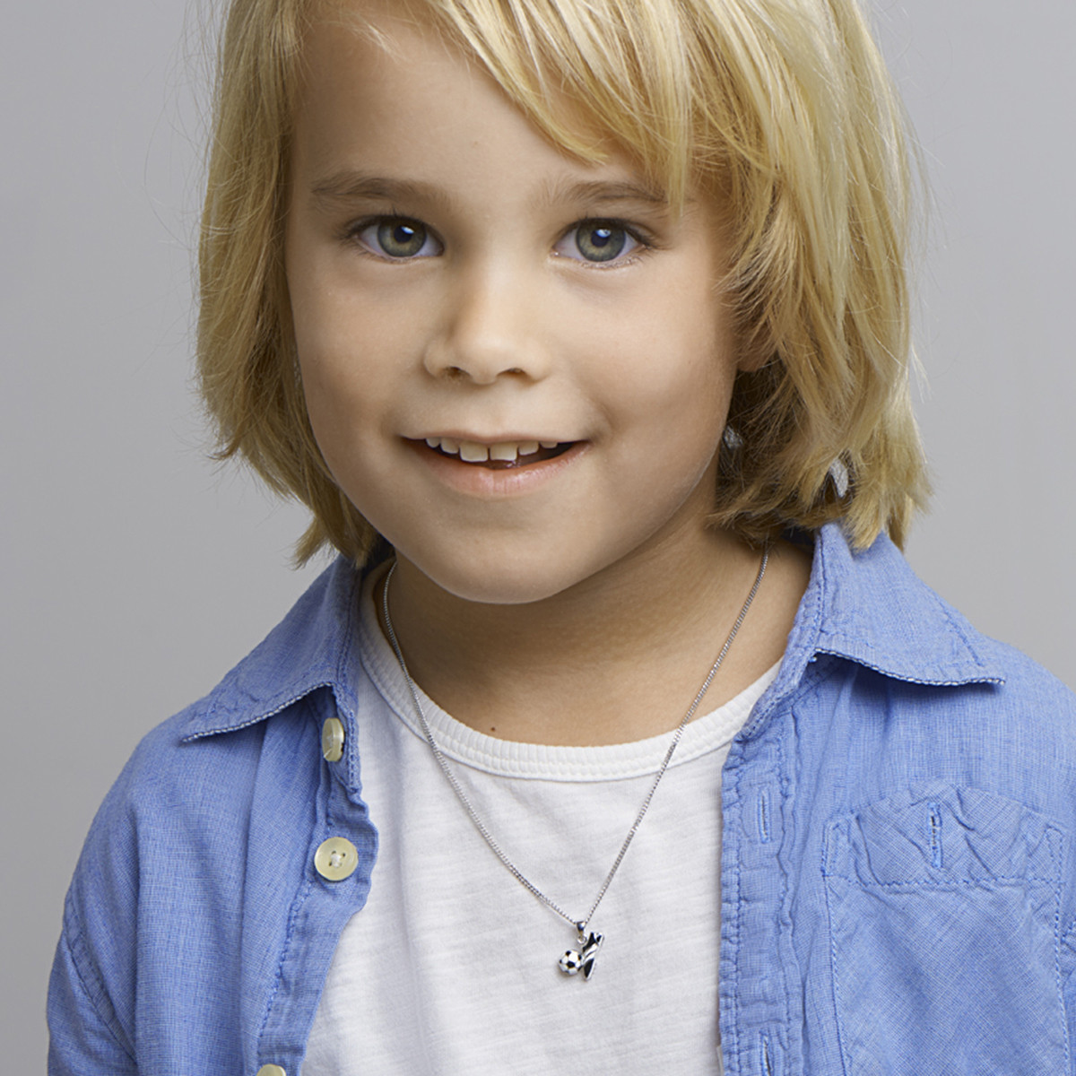 Zilveren kinderketting met voetbalschoen en bal - Lengte 36 + 4 cm
