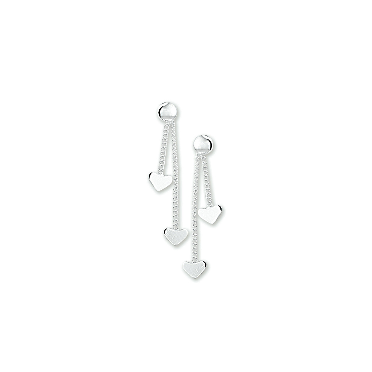 Zilveren kinderoorhangers met hartjes - 28 x 4.5 mm