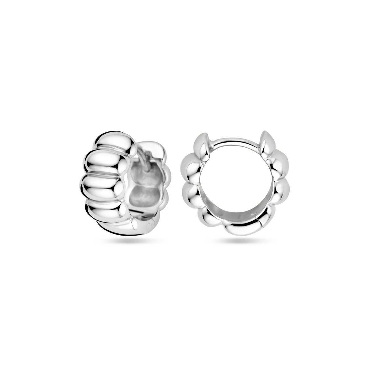 Zilveren klapoorringen met halfbol patroon 5.5 mm - Diameter 11.5 mm