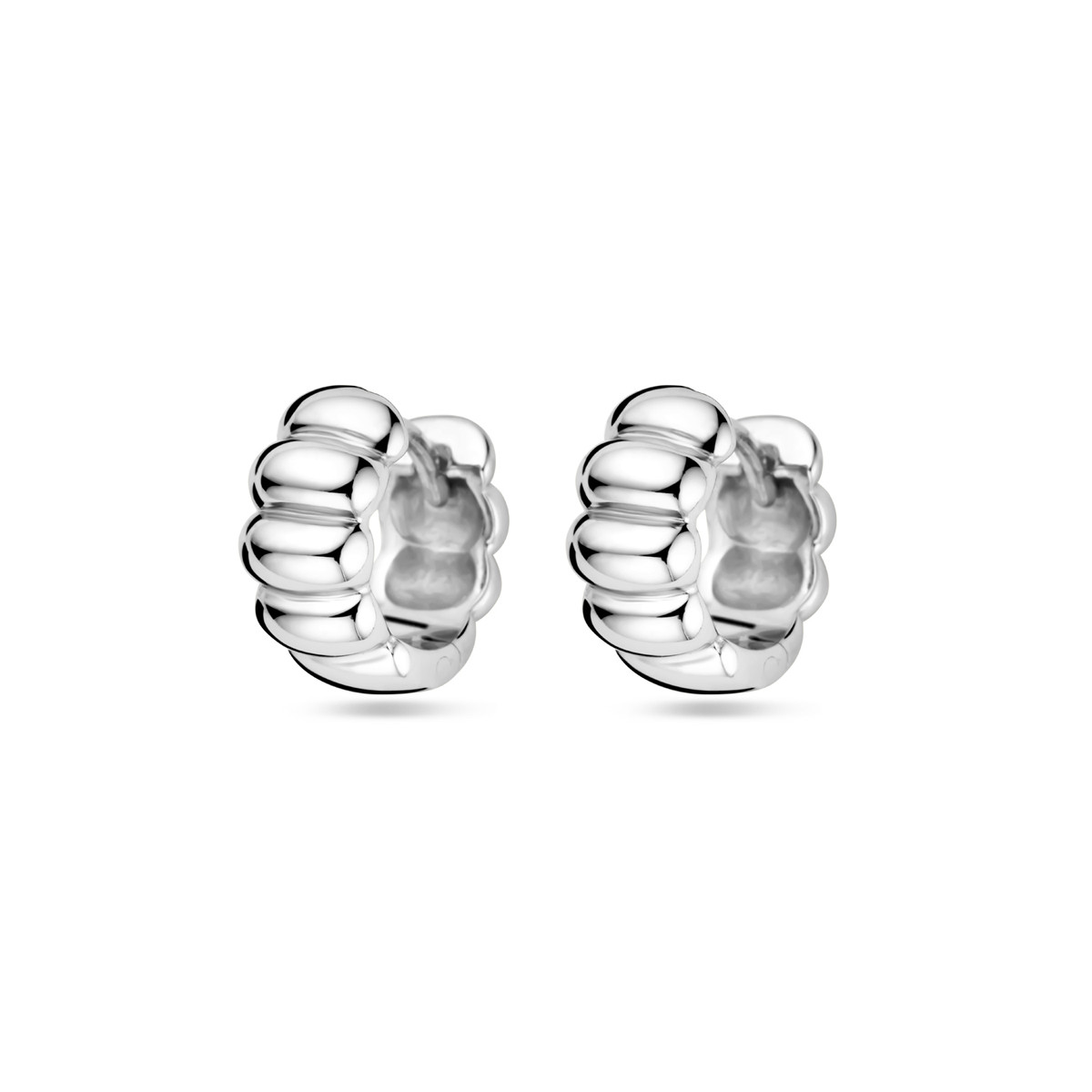 Zilveren klapoorringen met halfbol patroon 5.5 mm - Diameter 11.5 mm