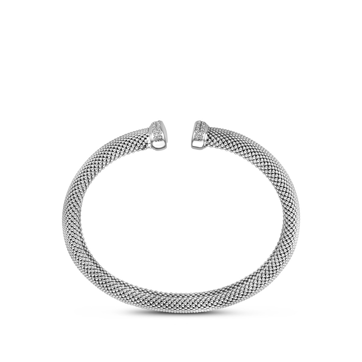 Zilveren klemarmband met transparante zirkonia's 13 mm breed - Diameter 58 mm