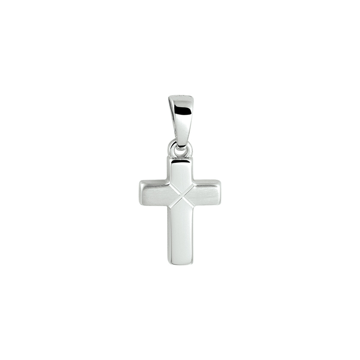 Zilveren kruis hanger met bewerking - 20 x 9.5 mm