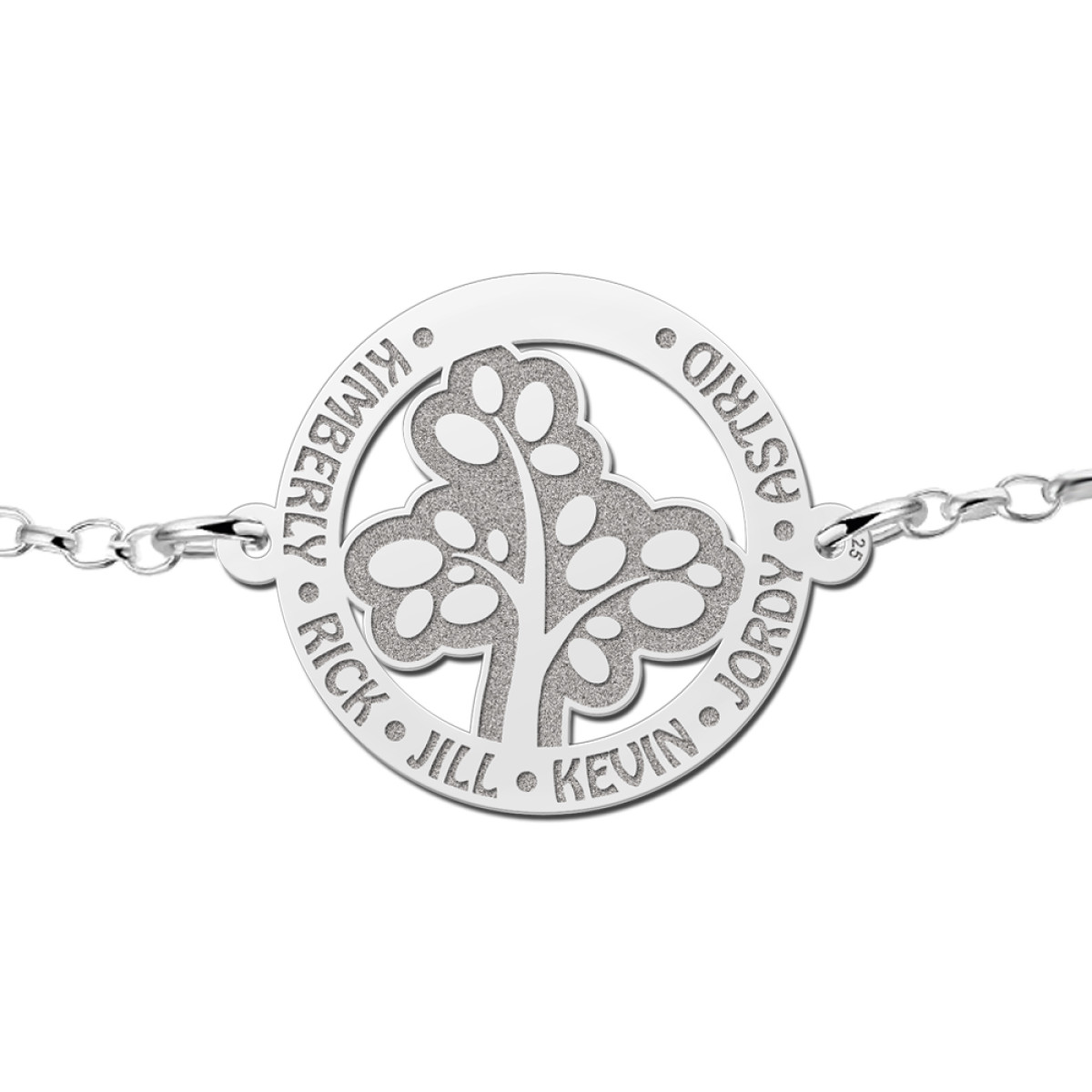 Zilveren armband met levensboom en namen - Names4ever
