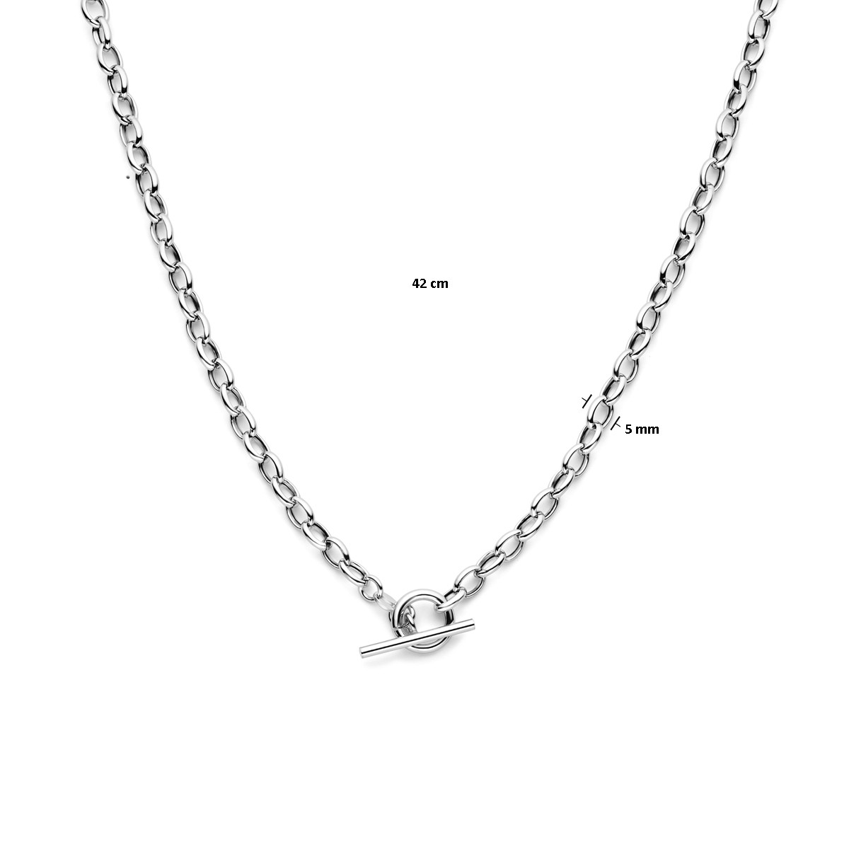 Zilveren marine schakelketting met kapittelsluiting 5 mm breed - Lengte 42 cm