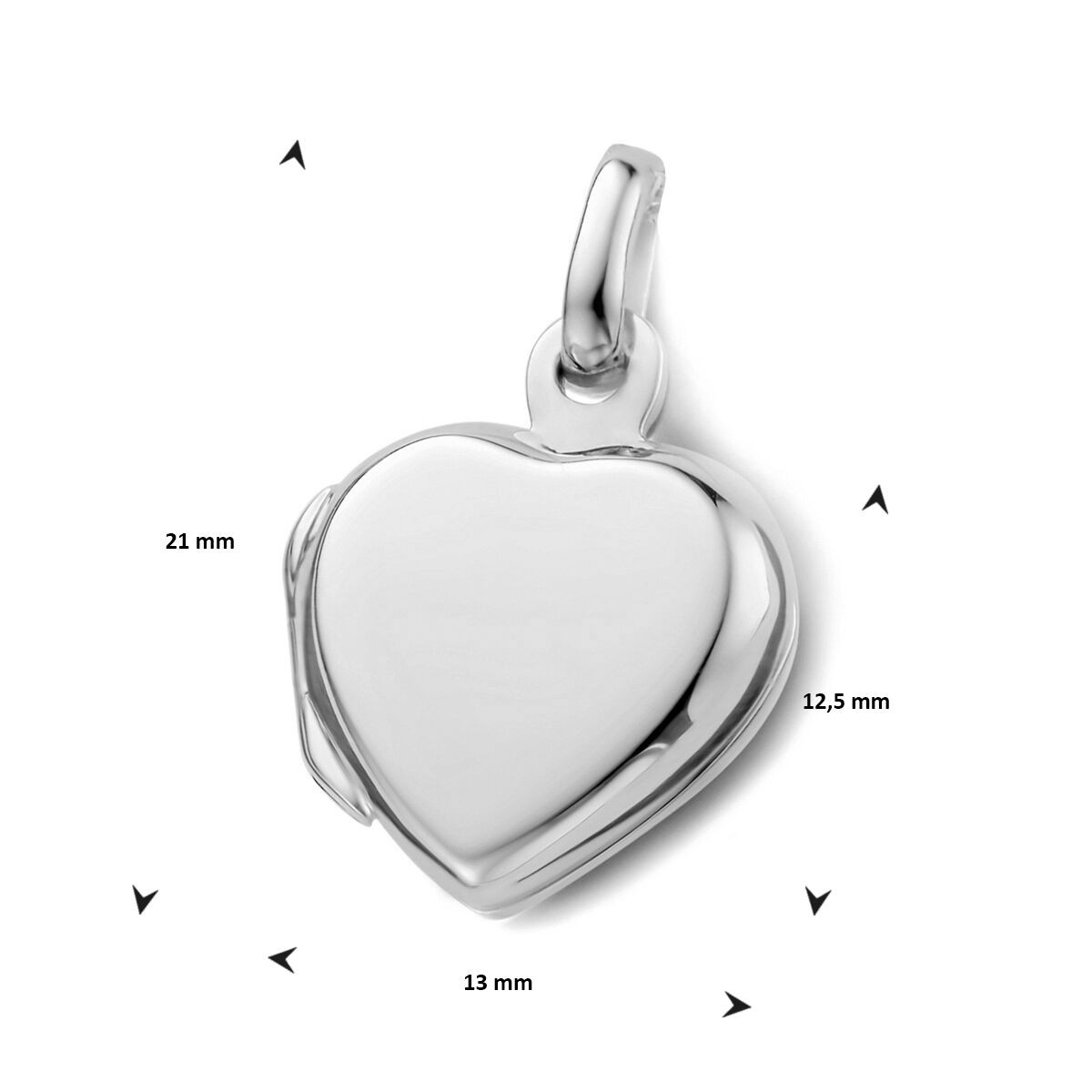 Zilveren medaillon hart 13 mm x 21 mm