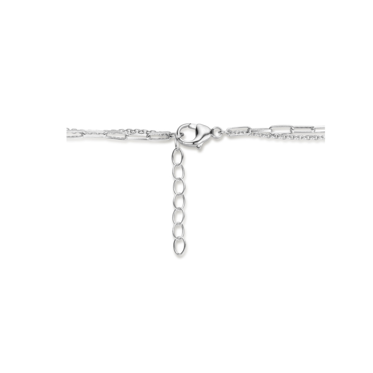 Zilveren multi-collier met parels en paperclip schakel - Lengte 42 + 3 cm