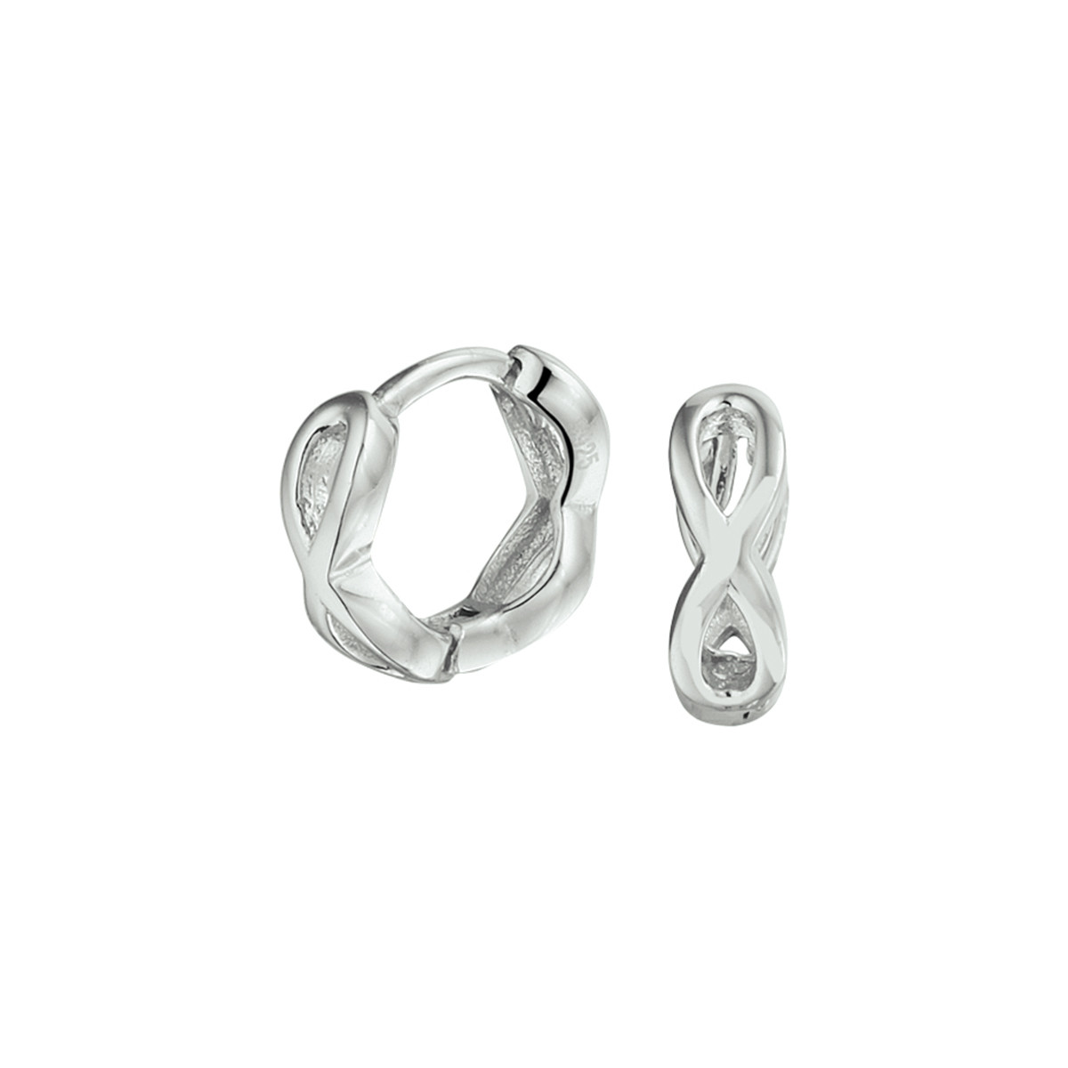 Zilveren oorbellen met infinity teken 10.5 mm