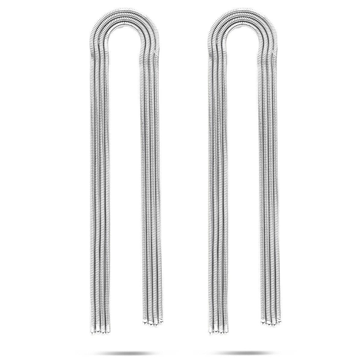 Zilveren oorhangers met u-vorm en 4 rijen schakels 20.5 mm breed - Hoogte 90 mm