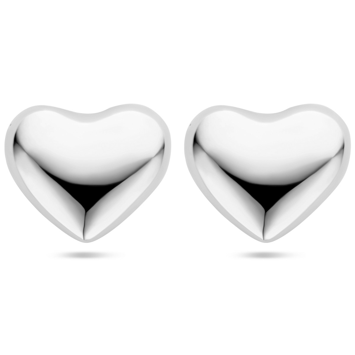Zilveren oorknopjes glanzende hartjes 30 mm breed - Hoogte 27 mm