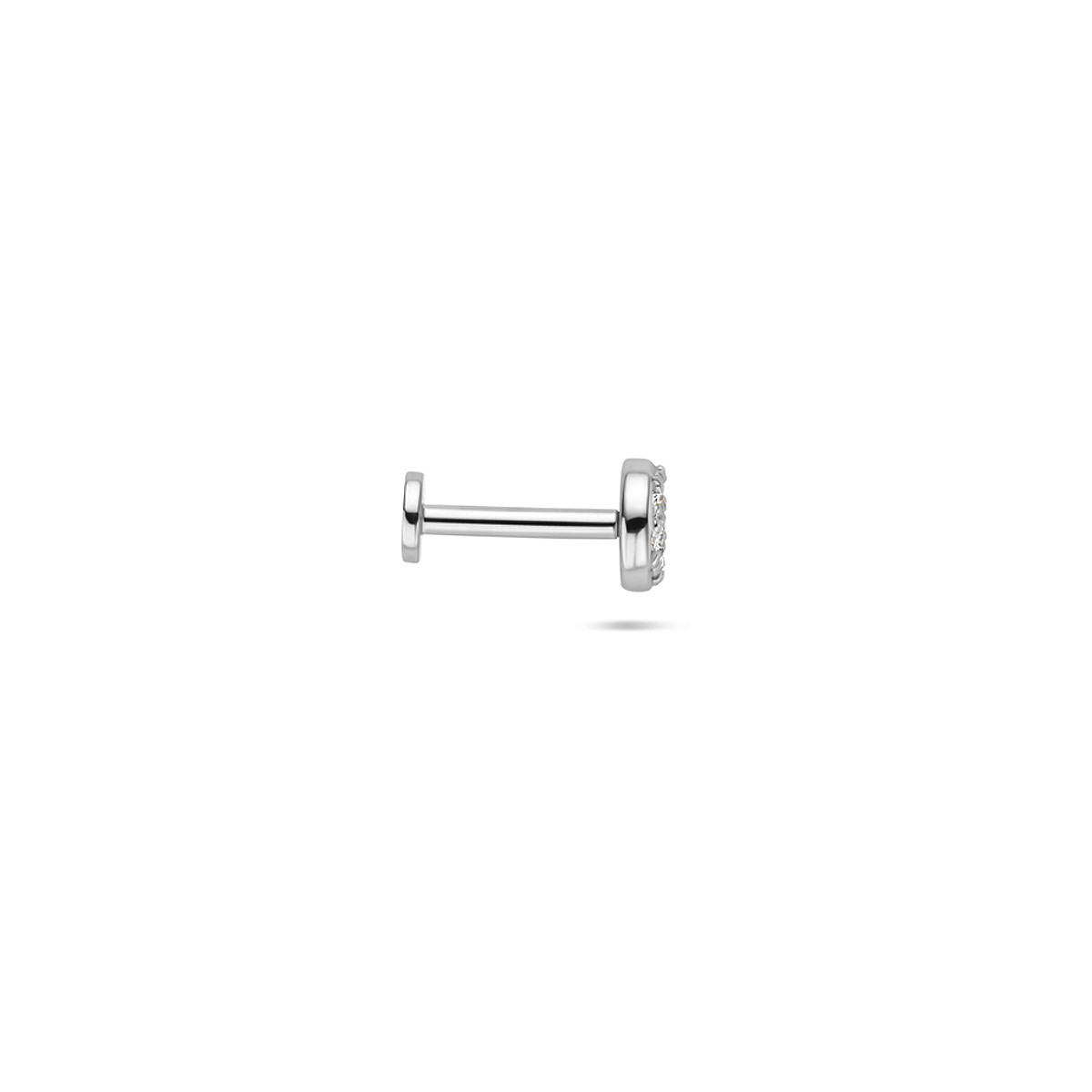 Zilveren oorpiercing flatback met transparante zirkonia rond 4 mm - Per stuk