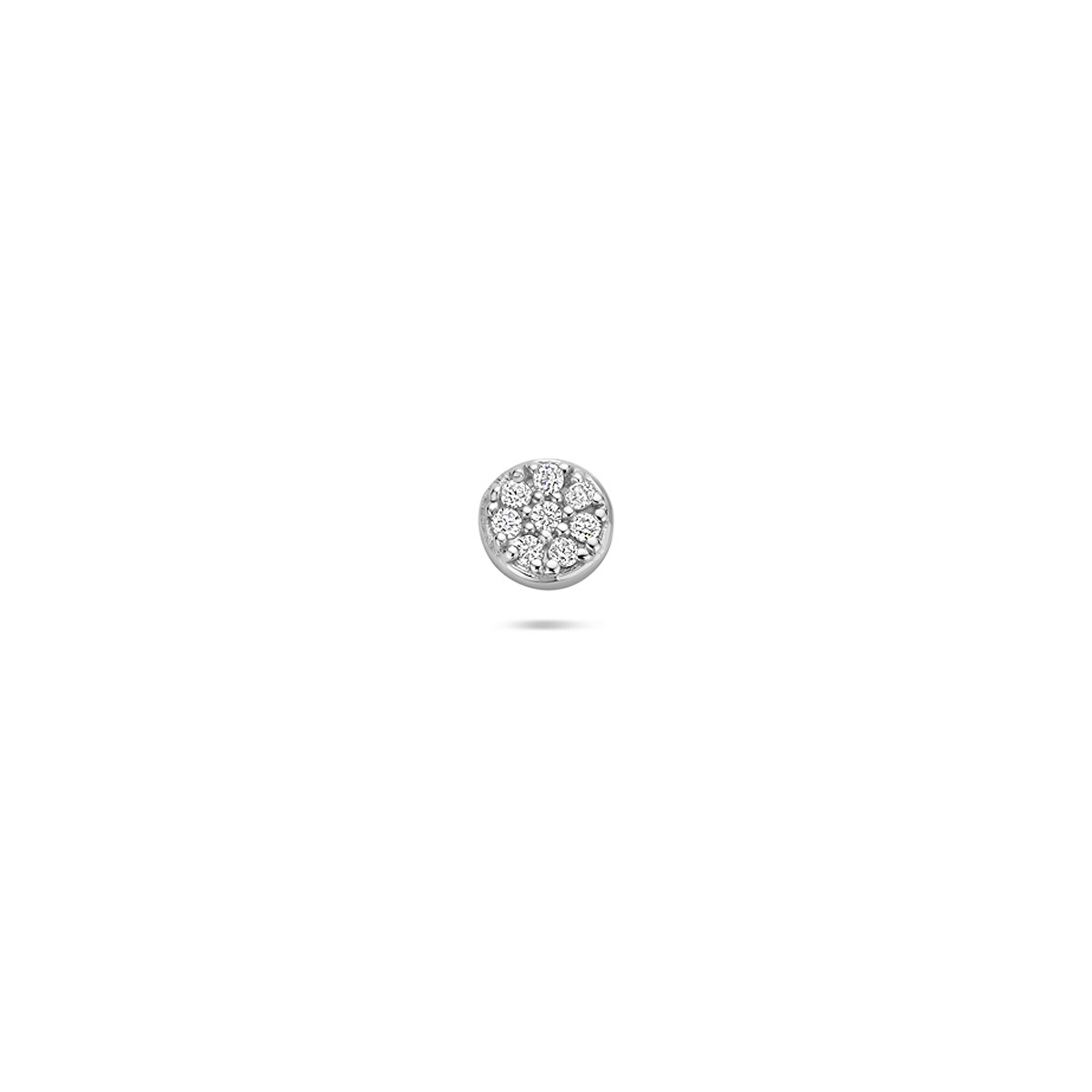 Zilveren oorpiercing flatback met transparante zirkonia rond 4 mm - Per stuk