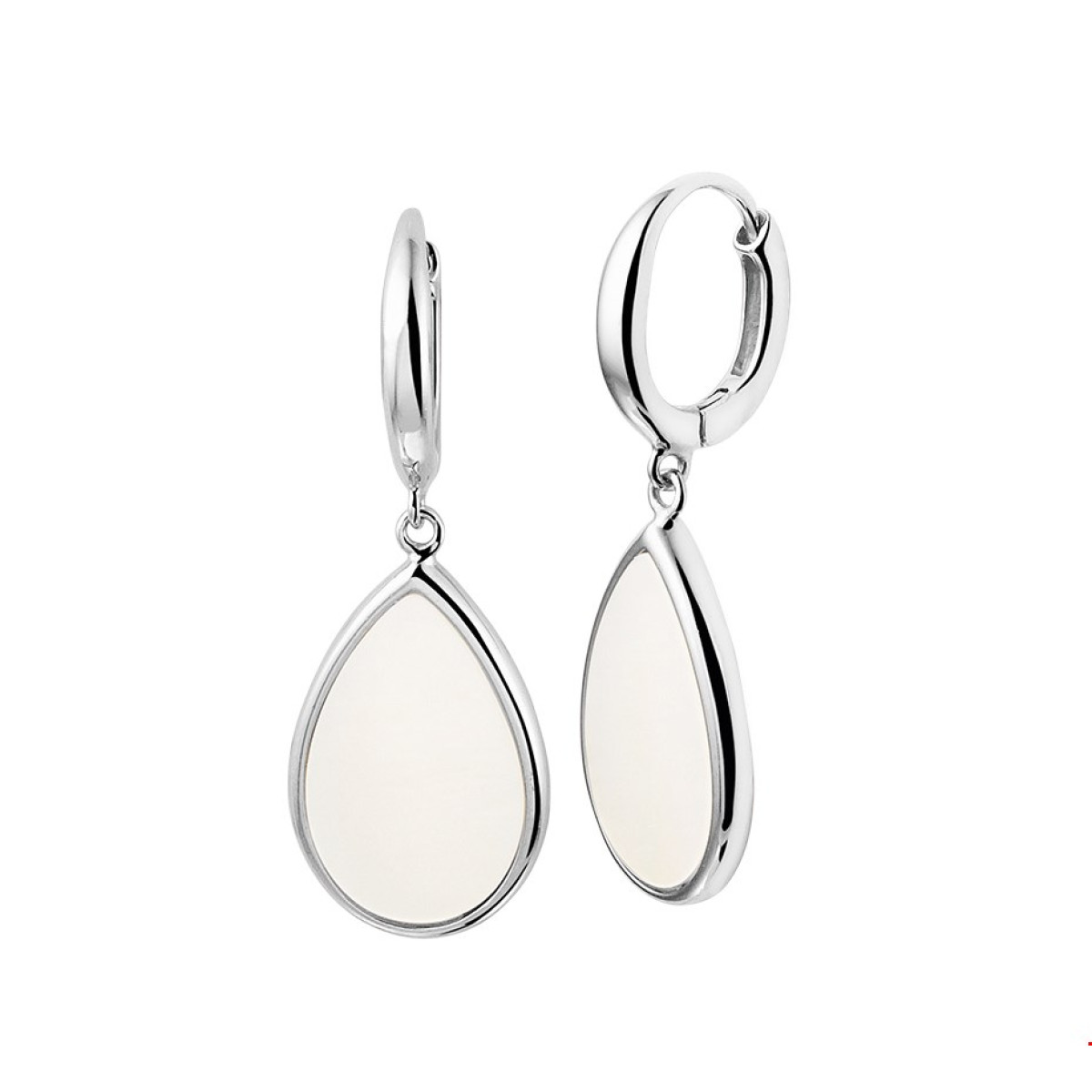 Zilveren oorringen met hanger parelmoer