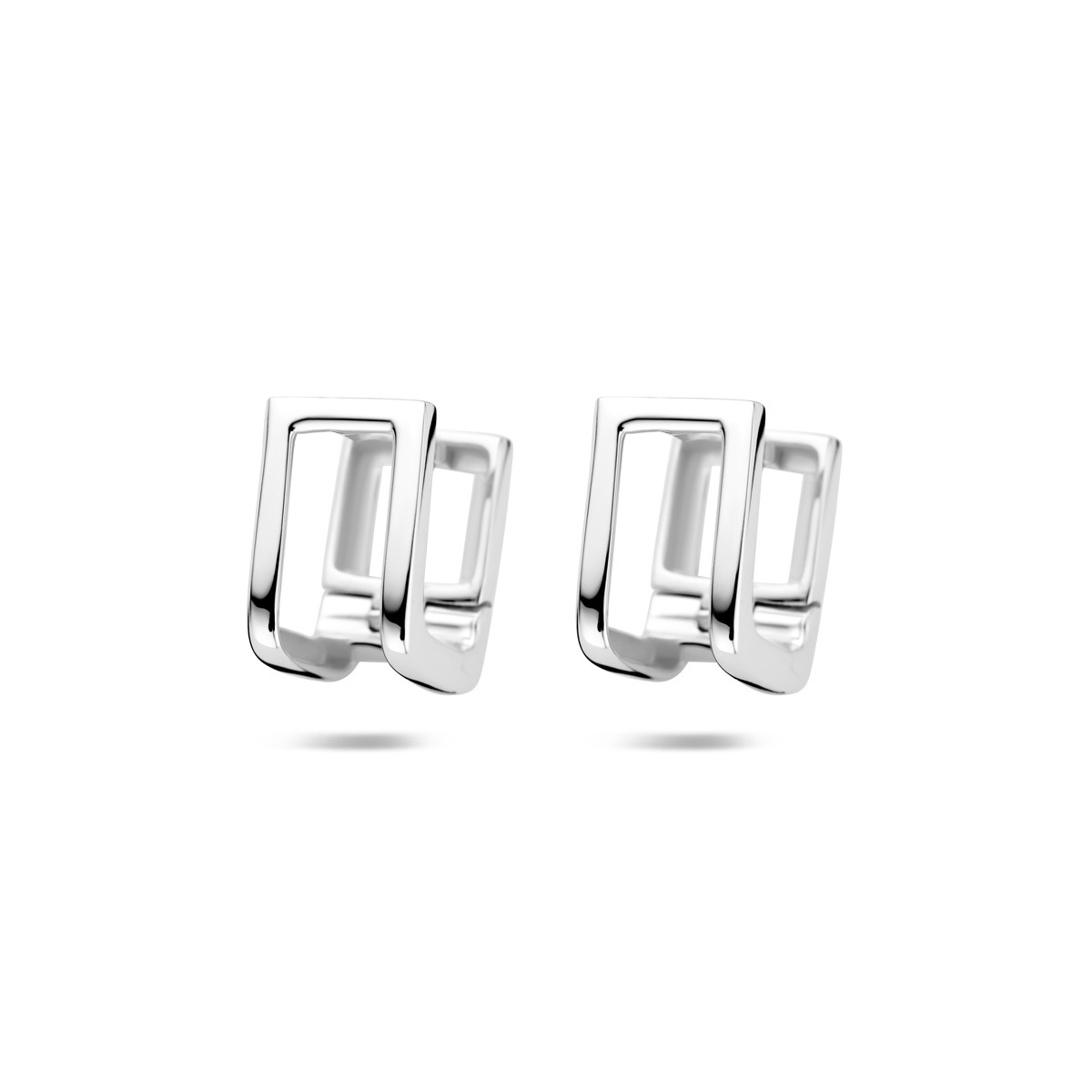 Zilveren oorringen met open rechthoekige vorm 9.5 mm breed - Hoogte 11 mm