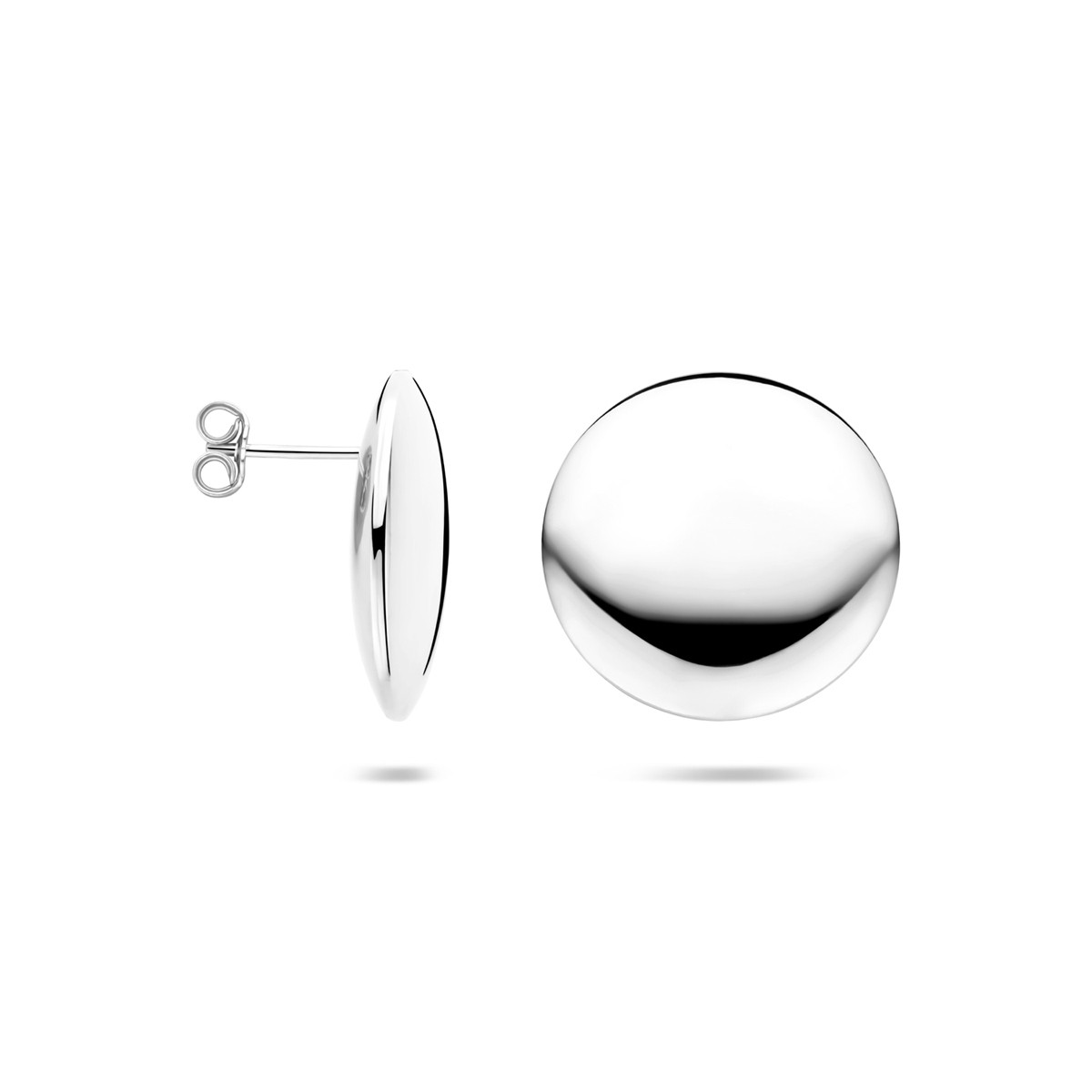 Zilveren oorstekers met glanzende ronde vorm - Diameter 23.5 mm
