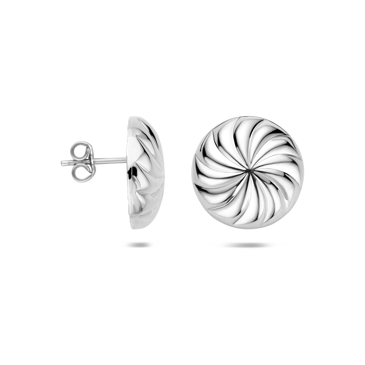 Zilveren oorstekers met rond spiraal patroon - Diameter 18 mm