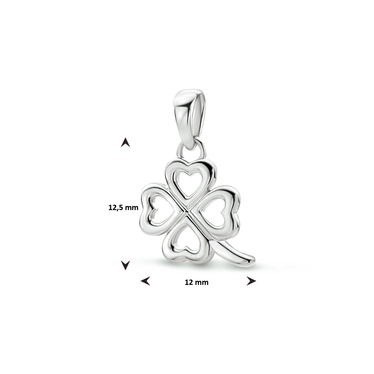 Zilveren open klaver vier hanger - 17 x 12 mm
