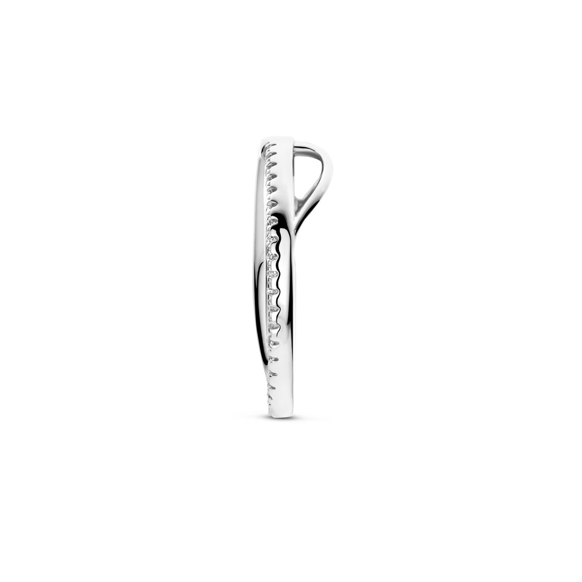 Zilveren ovale hanger met transparante zirkonia's 17.5 mm breed - Hoogte 20.5 mm