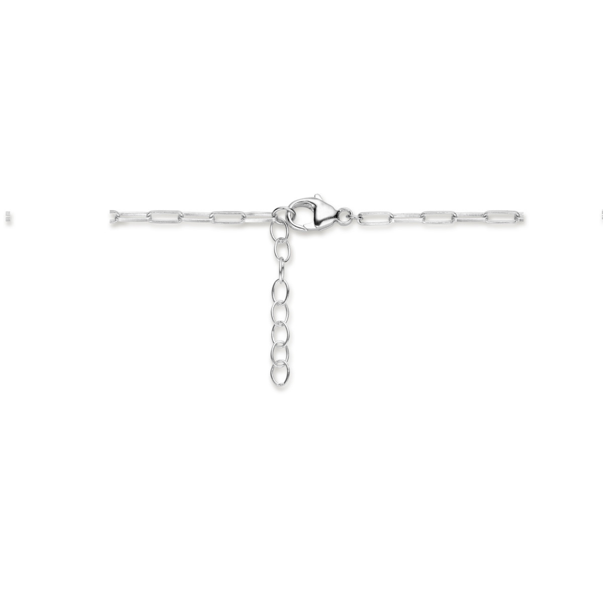 Zilveren paperclip ketting met parels - Lengte 42 + 3 cm