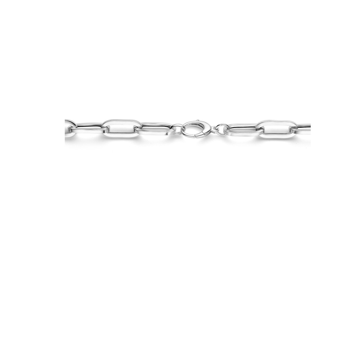 Zilveren paperclip ketting met vierkante buis - Lengte 46 cm