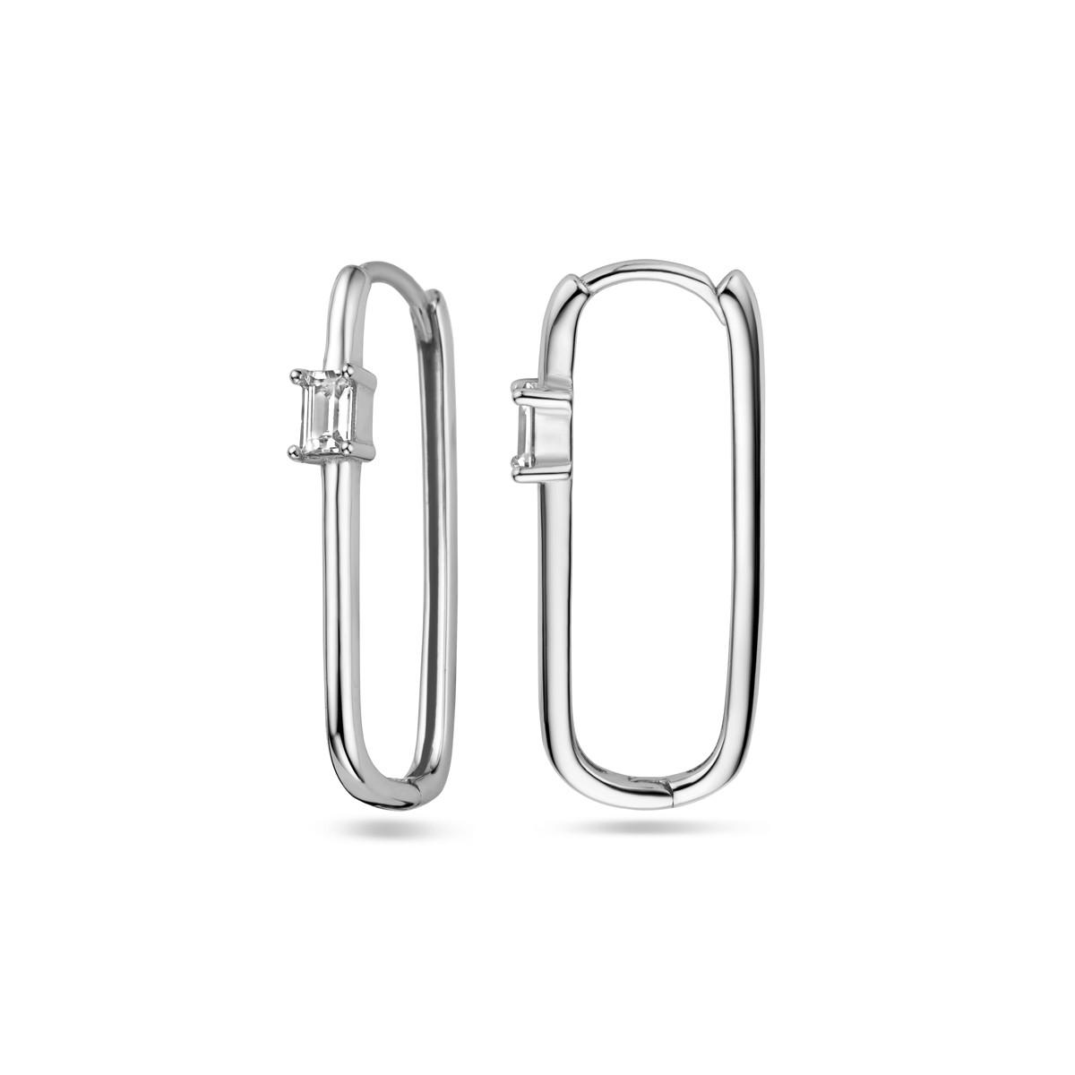 Zilveren paperclip klapoorringen met zirkonia - 3.5 mm x 25 mm