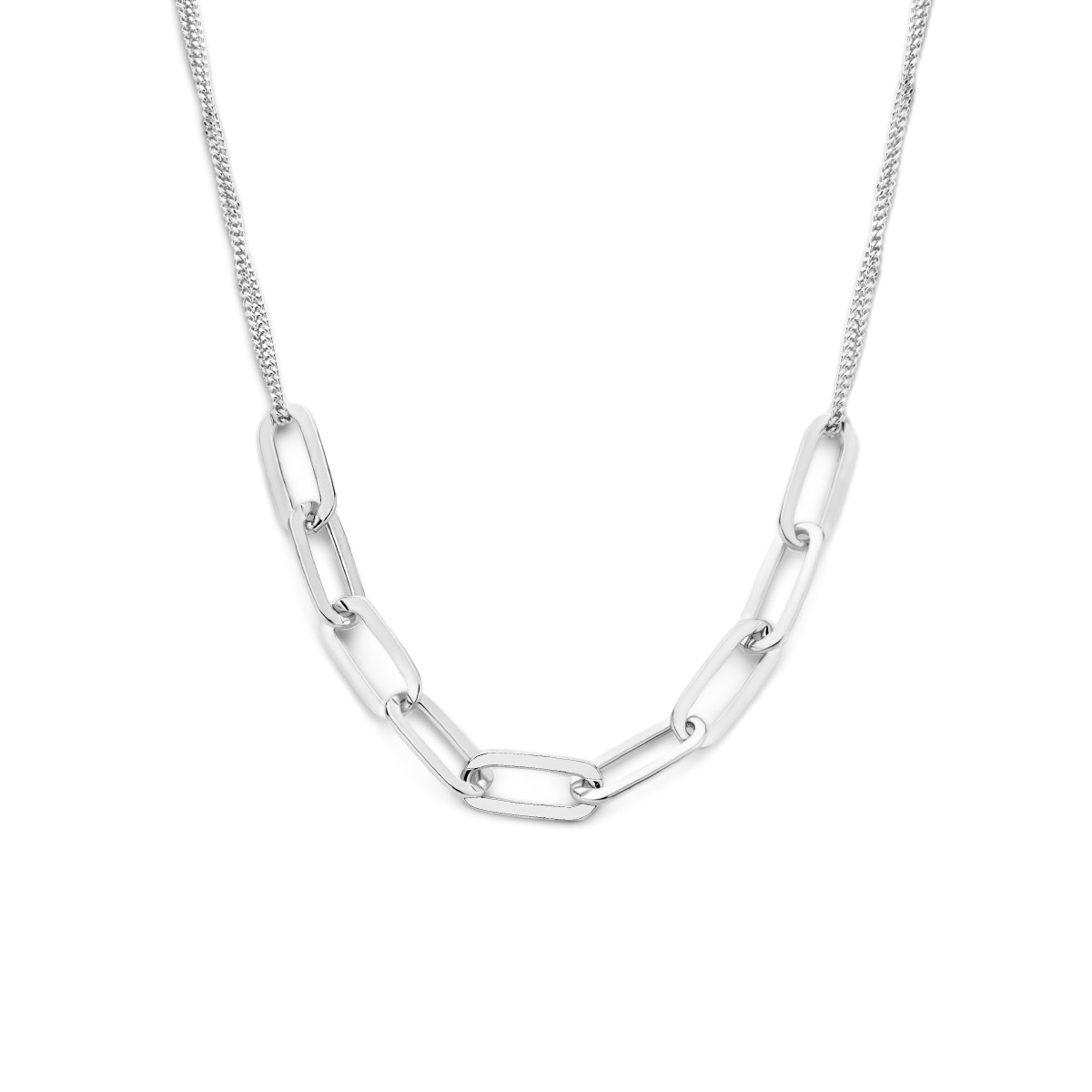 Zilveren paperclipcollier 7 mm