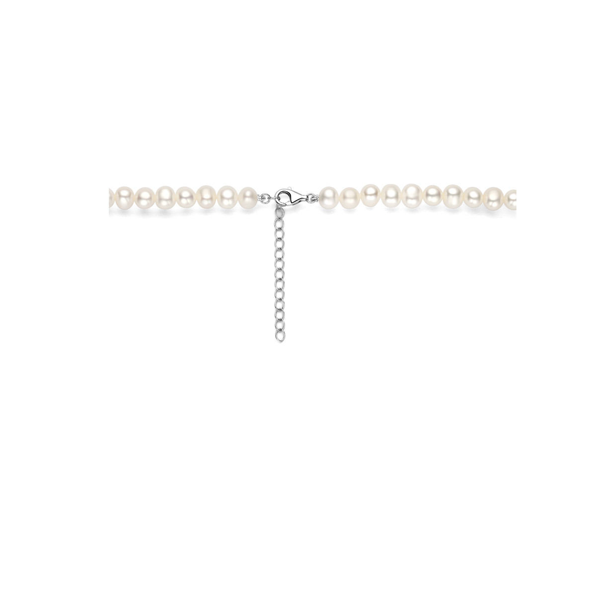 Zilveren parelketting met ronde witte zoetwaterparels 6 mm breed - Lengte 41-45 cm