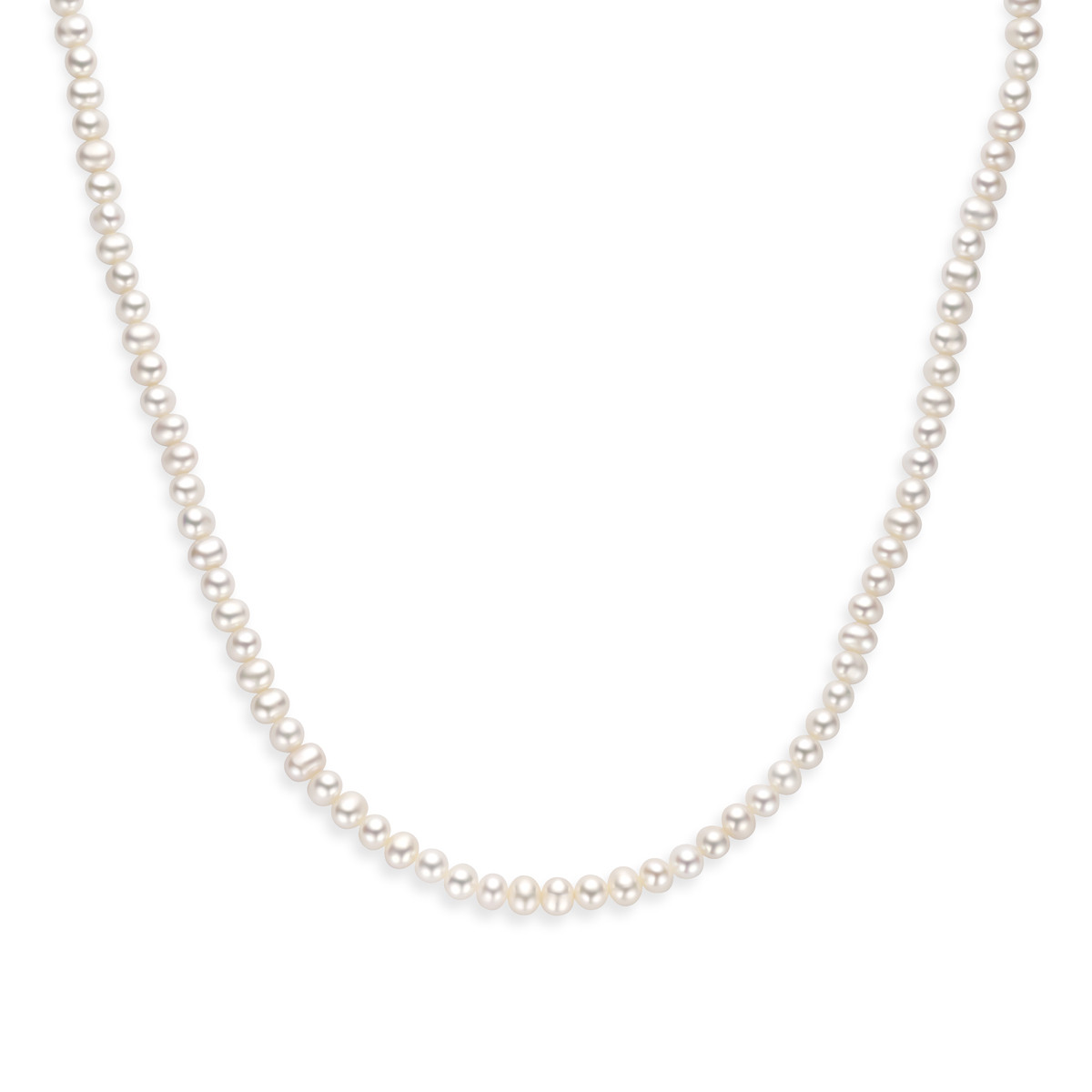 Zilveren parelketting met ronde witte zoetwaterparels 6 mm breed - Lengte 41-45 cm