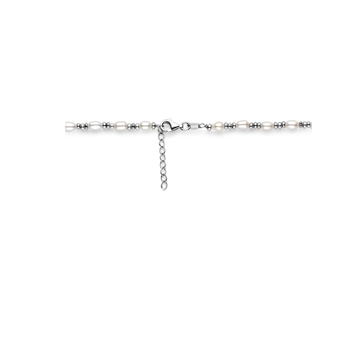 Zilveren parelketting met schakel tussenstukjes - Lengte 42-50 cm