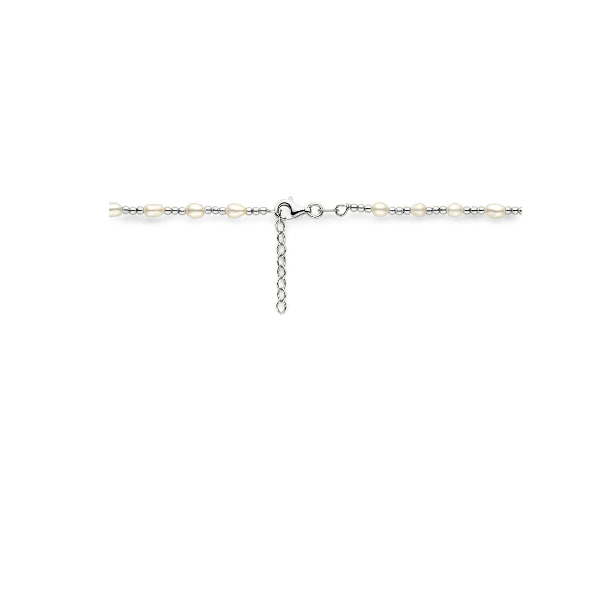 Zilveren parelketting met schakels en parels van 3.8 mm - Lengte 40-43 cm