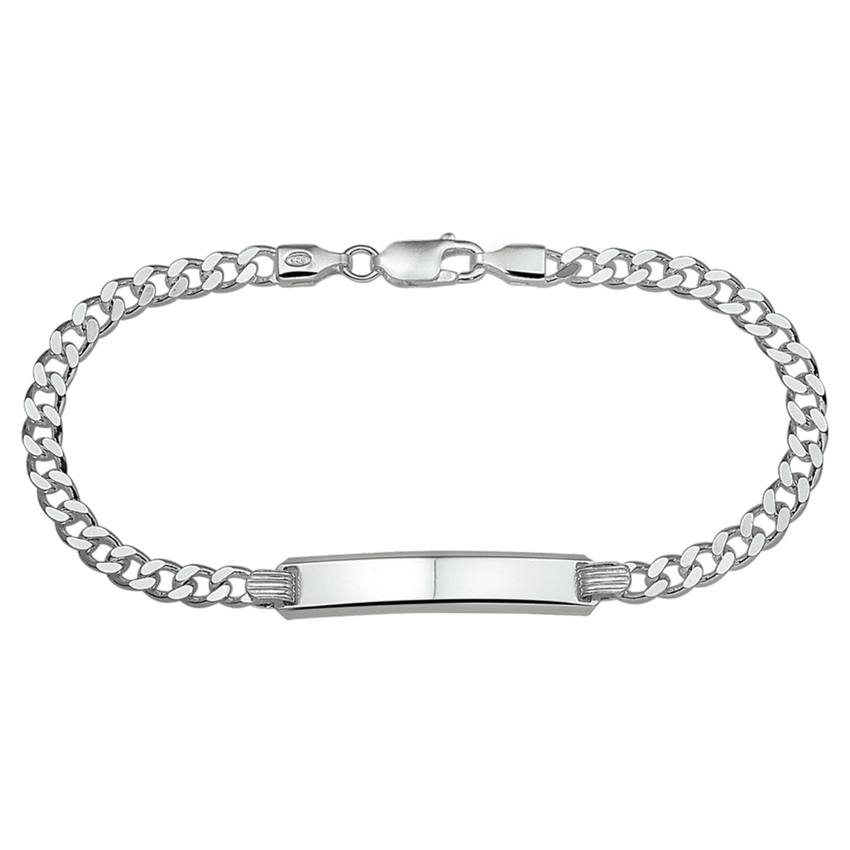 Zilveren persoonlijke plaatarmband met gourmetschakels 6 mm breed - Lengte 19 cm
