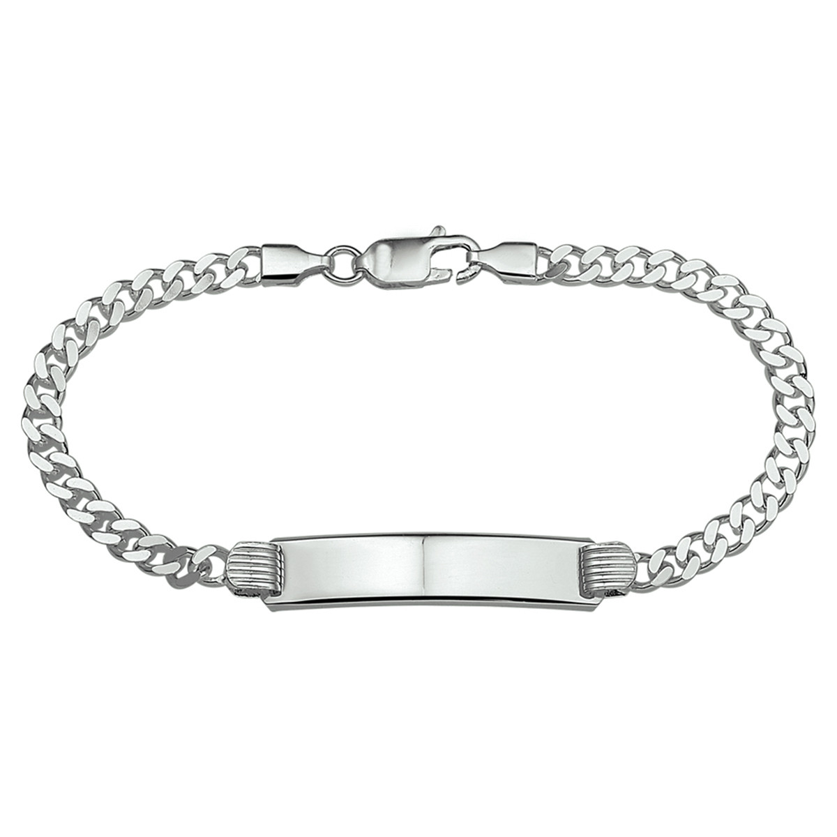 Zilveren plaatarmband met gourmet schakels 8 mm breed  - Lengte 20 cm
