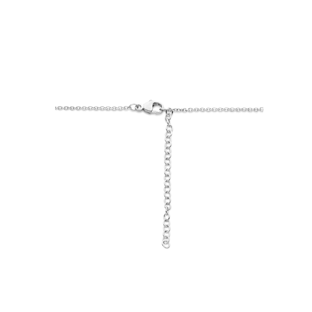 Zilveren regenboog ketting met rondje en gekleurde zirkonia - Lengte 45 + 5 cm