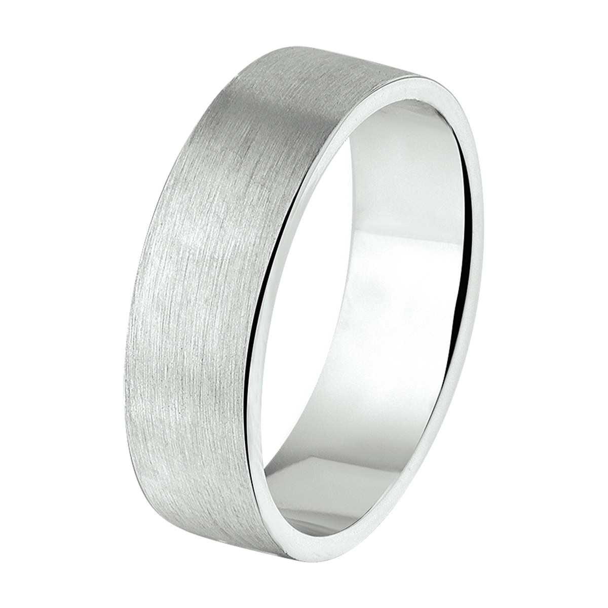 Zilveren relatiering met matte afwerking gepersonaliseerd 6 mm breed