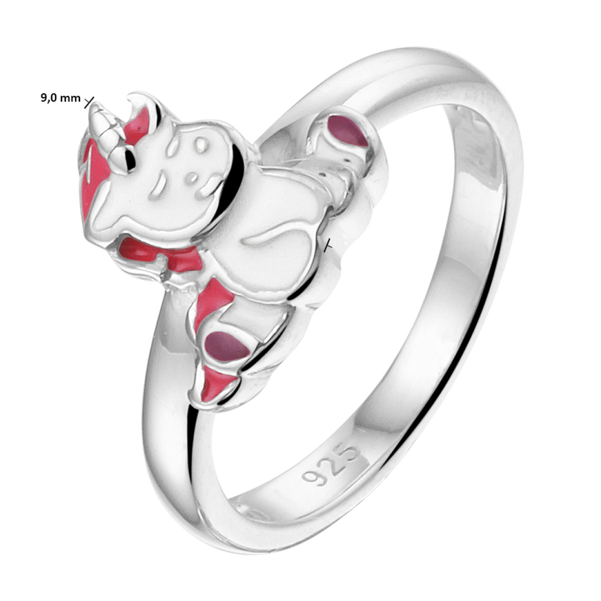 Zilveren ring met eenhoorn