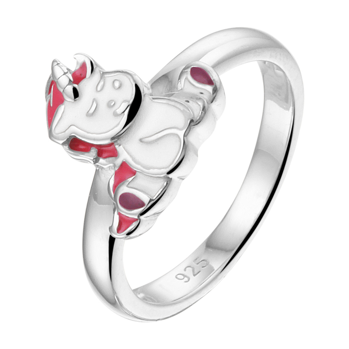 Zilveren ring met eenhoorn