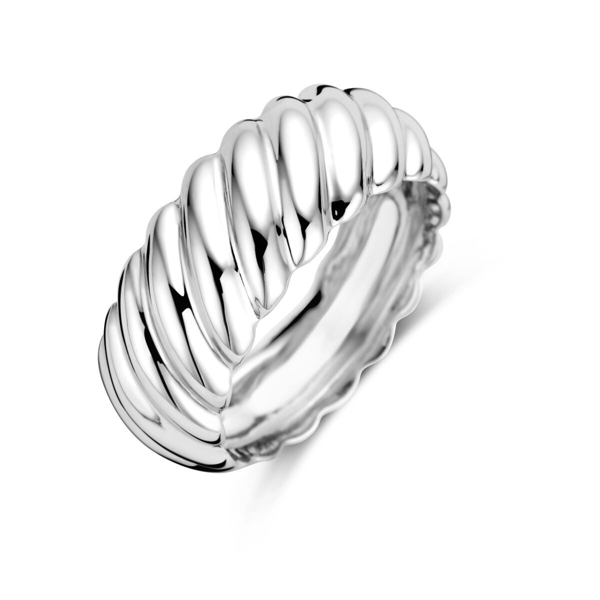 Zilveren ring met gedraaide look