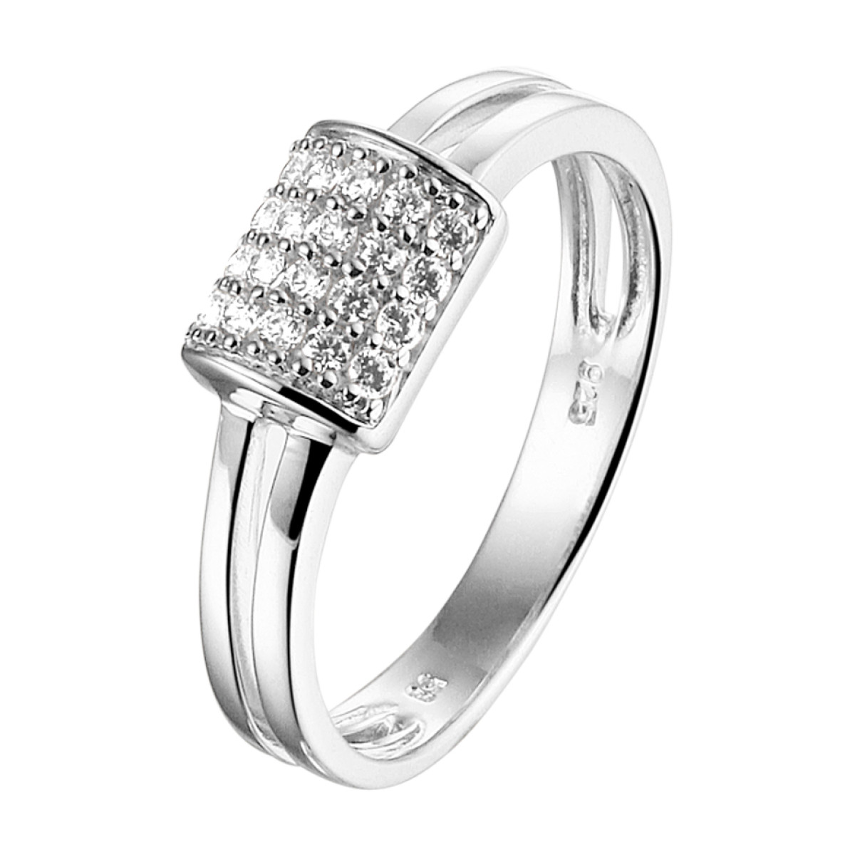 Zilveren ring met gezette zirkonias