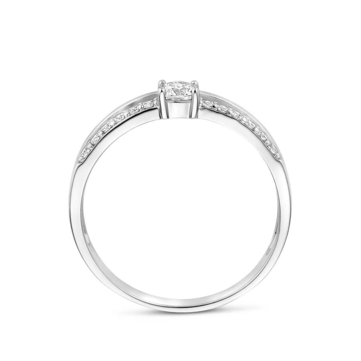Zilveren ring met glanzende baan en zirkonia baan 5 mm breed