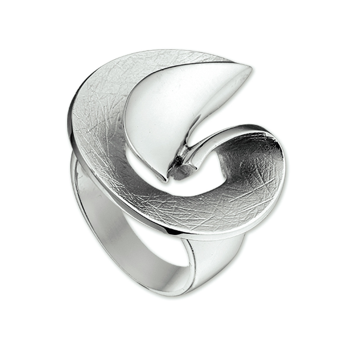 Zilveren ring met glanzende en scratched afwerking 24.5 mm breed