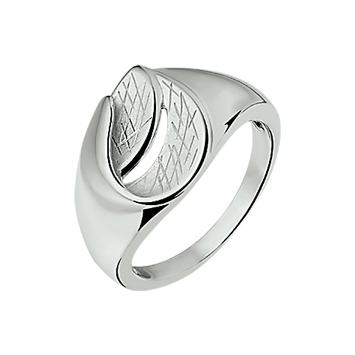 Zilveren ring met glanzende en scratched druppel 12.5 mm breed