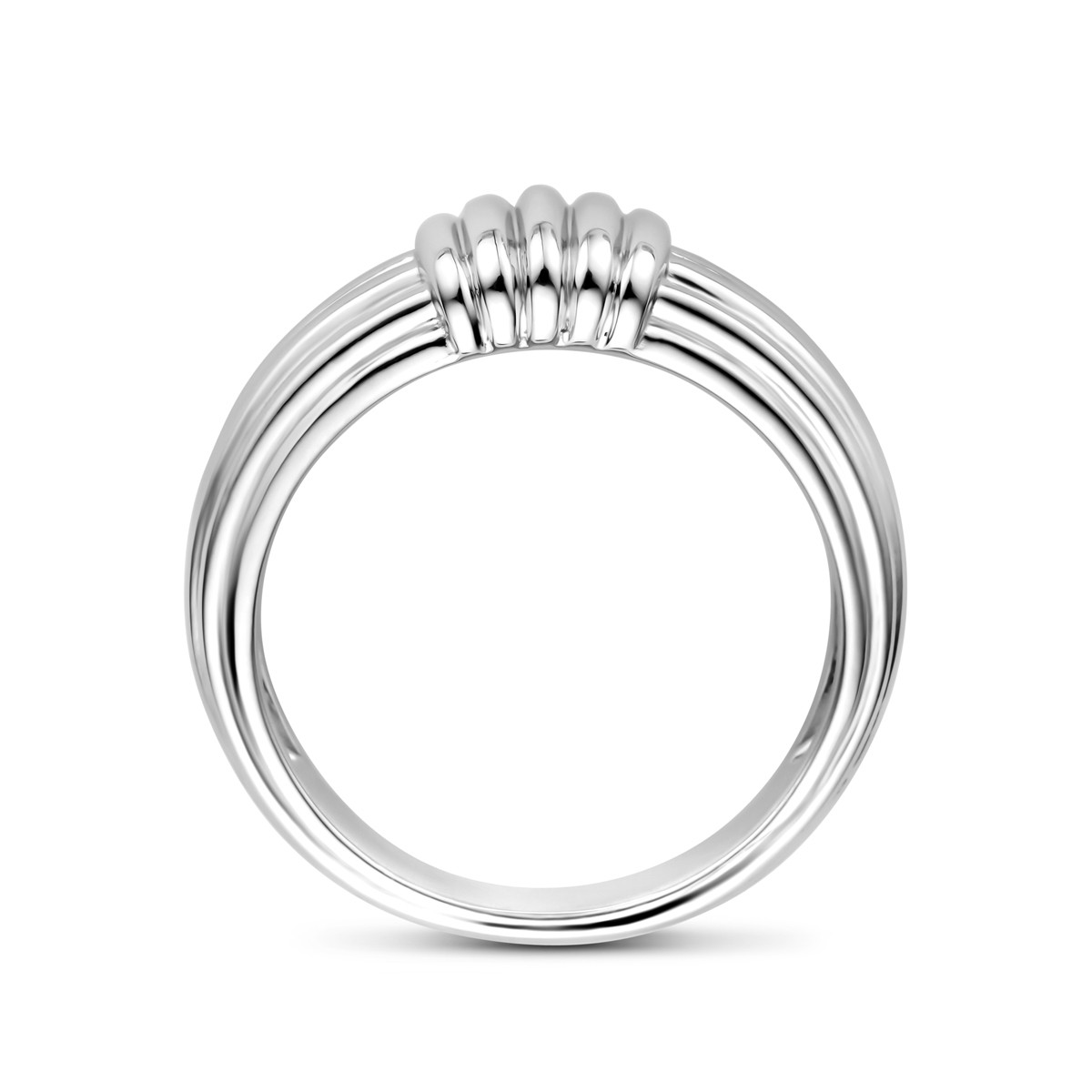 Zilveren ring met lijnpatroon en modern glanzend design 8 mm breed