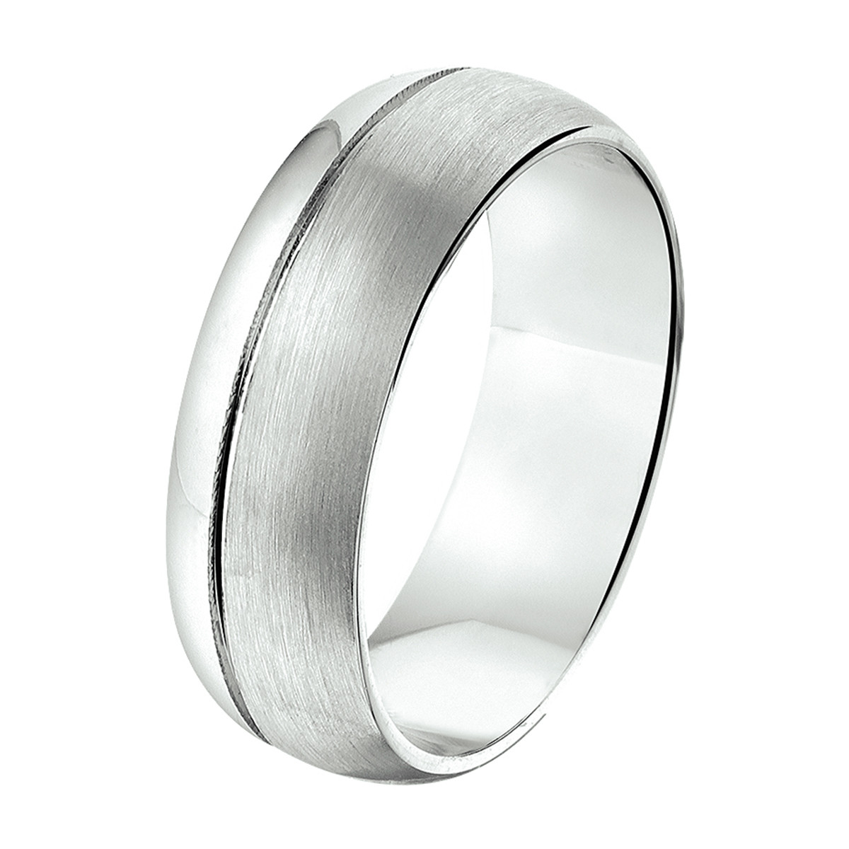 Zilveren ring met matte en glanzende baan graveerbaar 7 mm breed