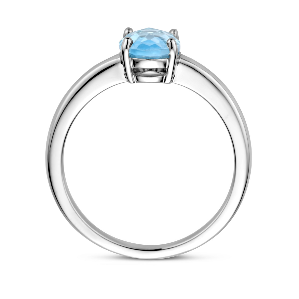 Zilveren ring met ovale blauwe topaas