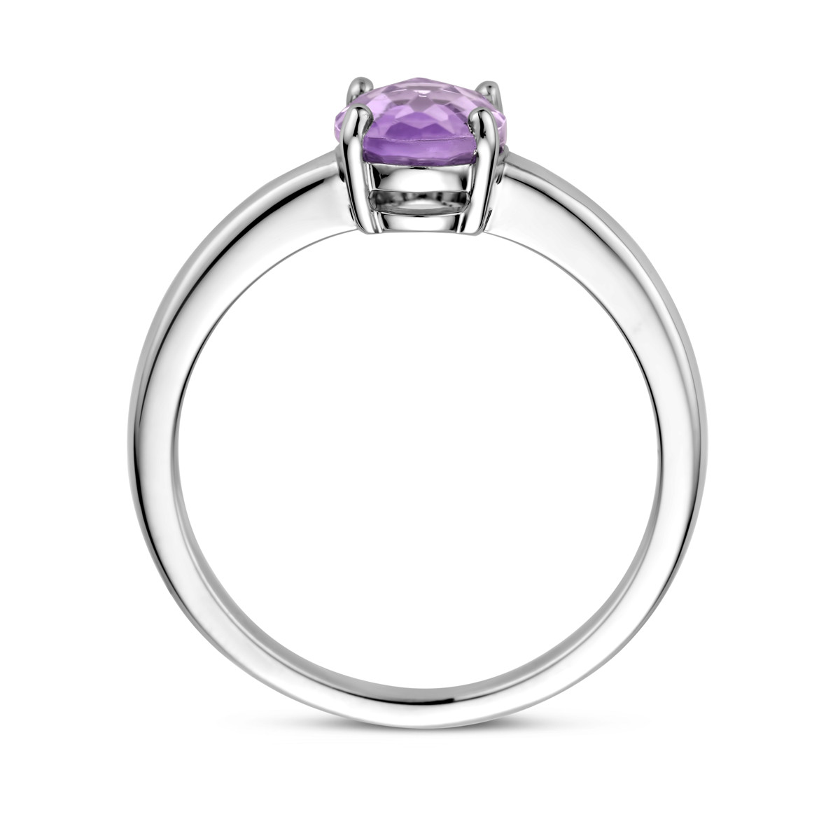 Zilveren ring met ovale paarse amethist