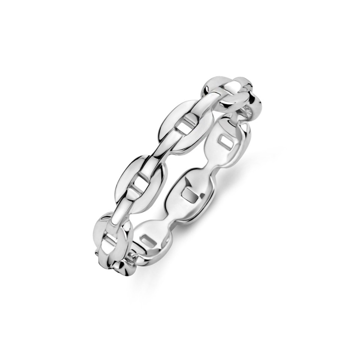 Zilveren ring met schakelmotief
