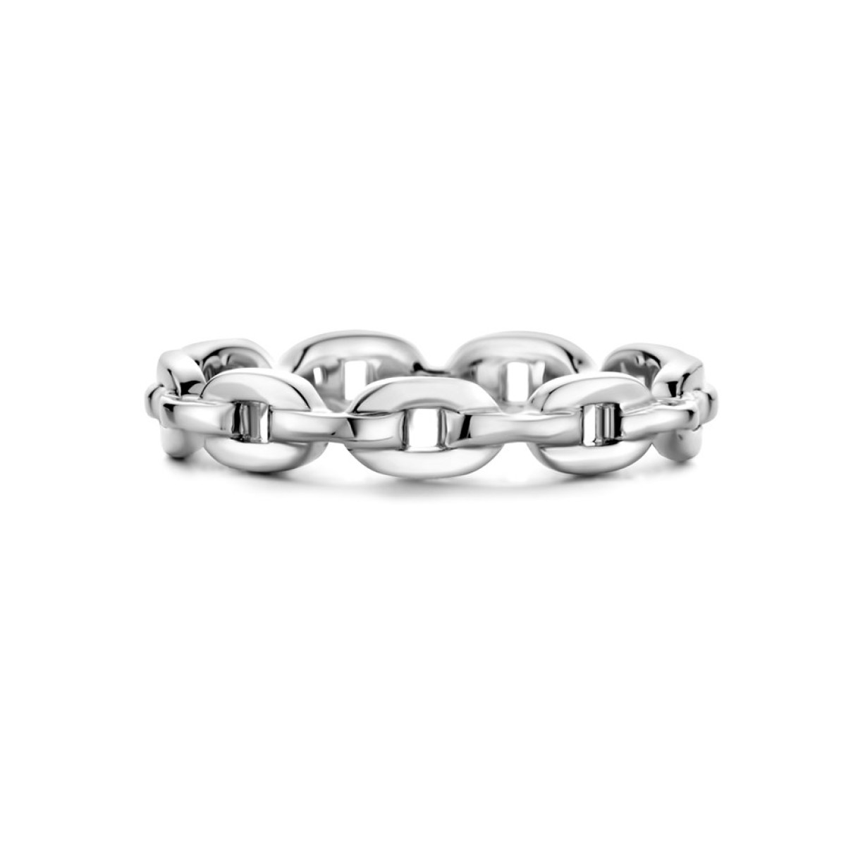 Zilveren ring met schakelmotief