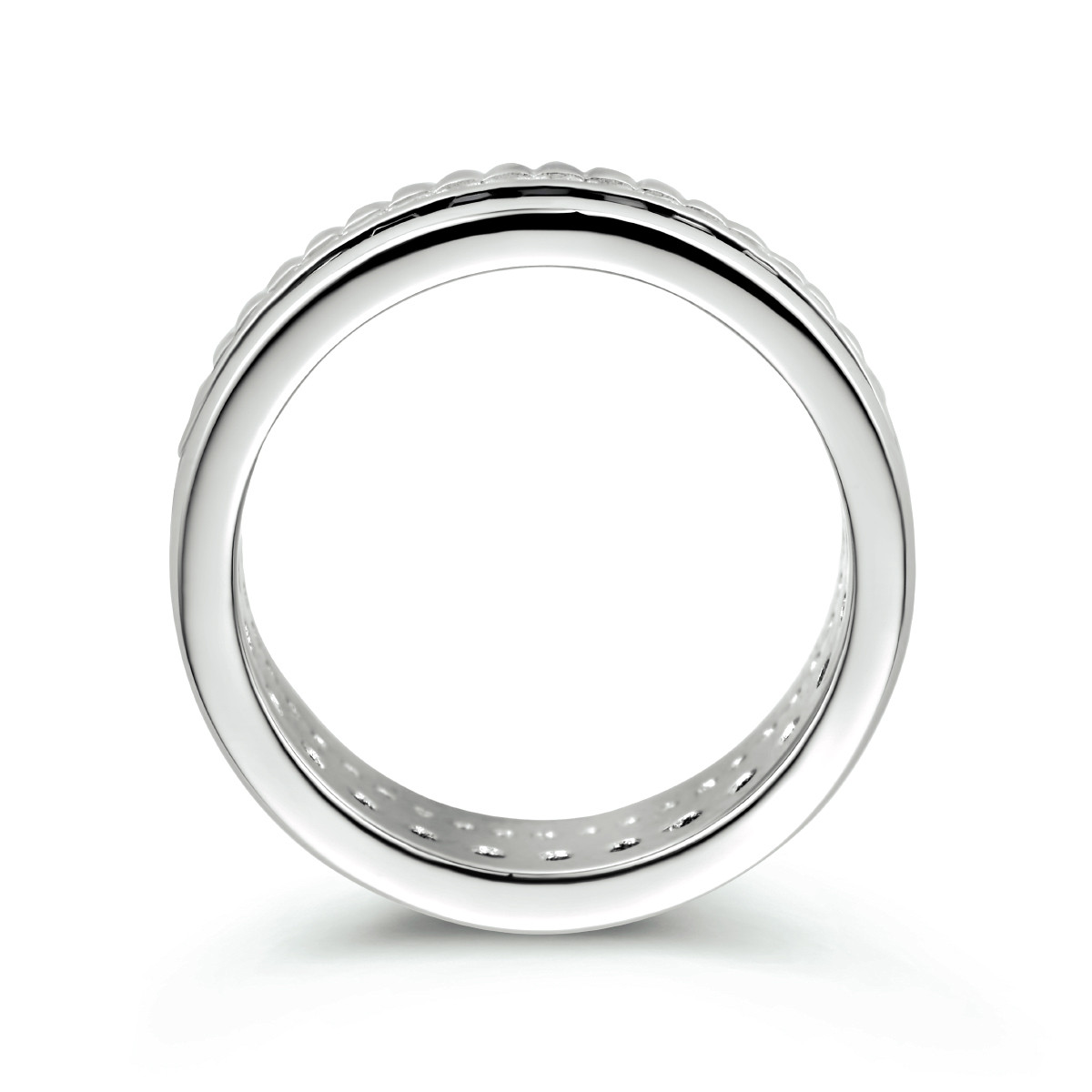Zilveren ring met zwarte en transparante zirkonia stenen 7 mm breed