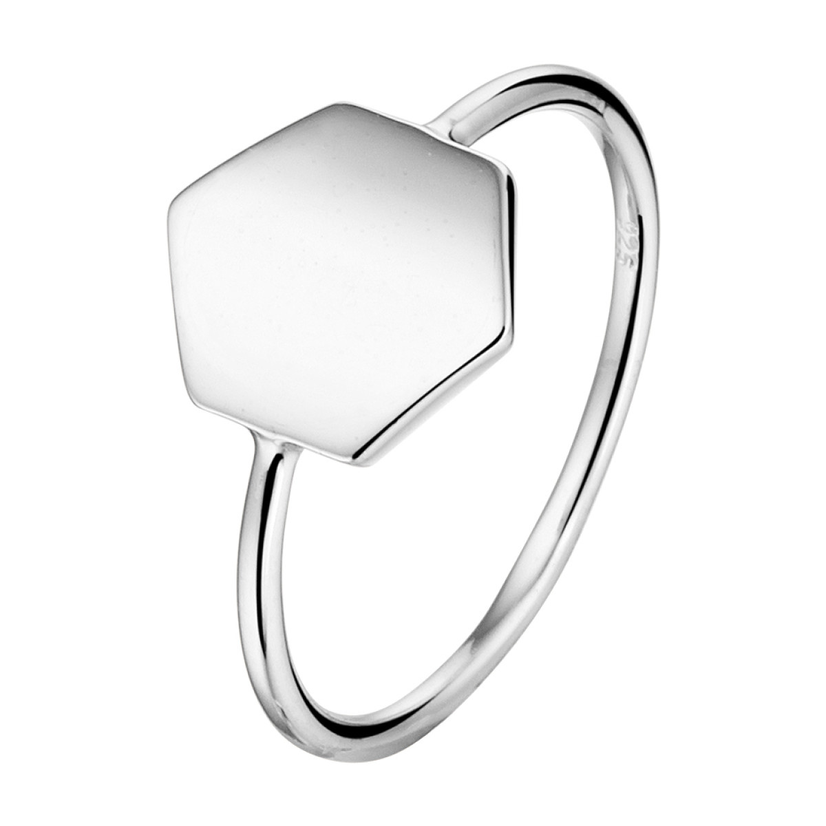 Zilveren ring zeshoek