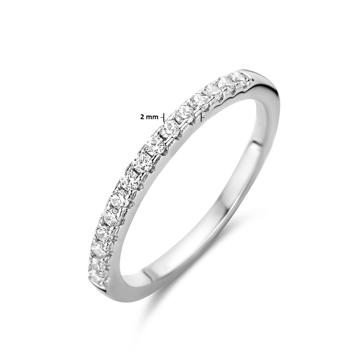 Zilveren ring zirkonia 2 mm